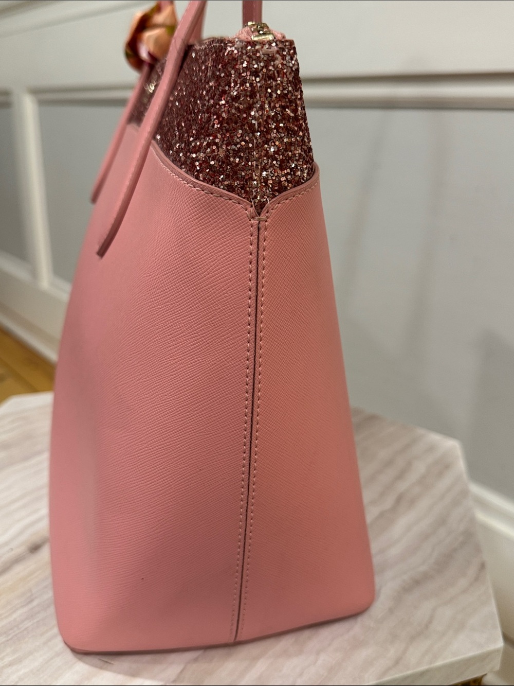 Kate Spade New York Bag Flash Glitter Pink Large Glitter-Trim Tote - Picture 7 of 17